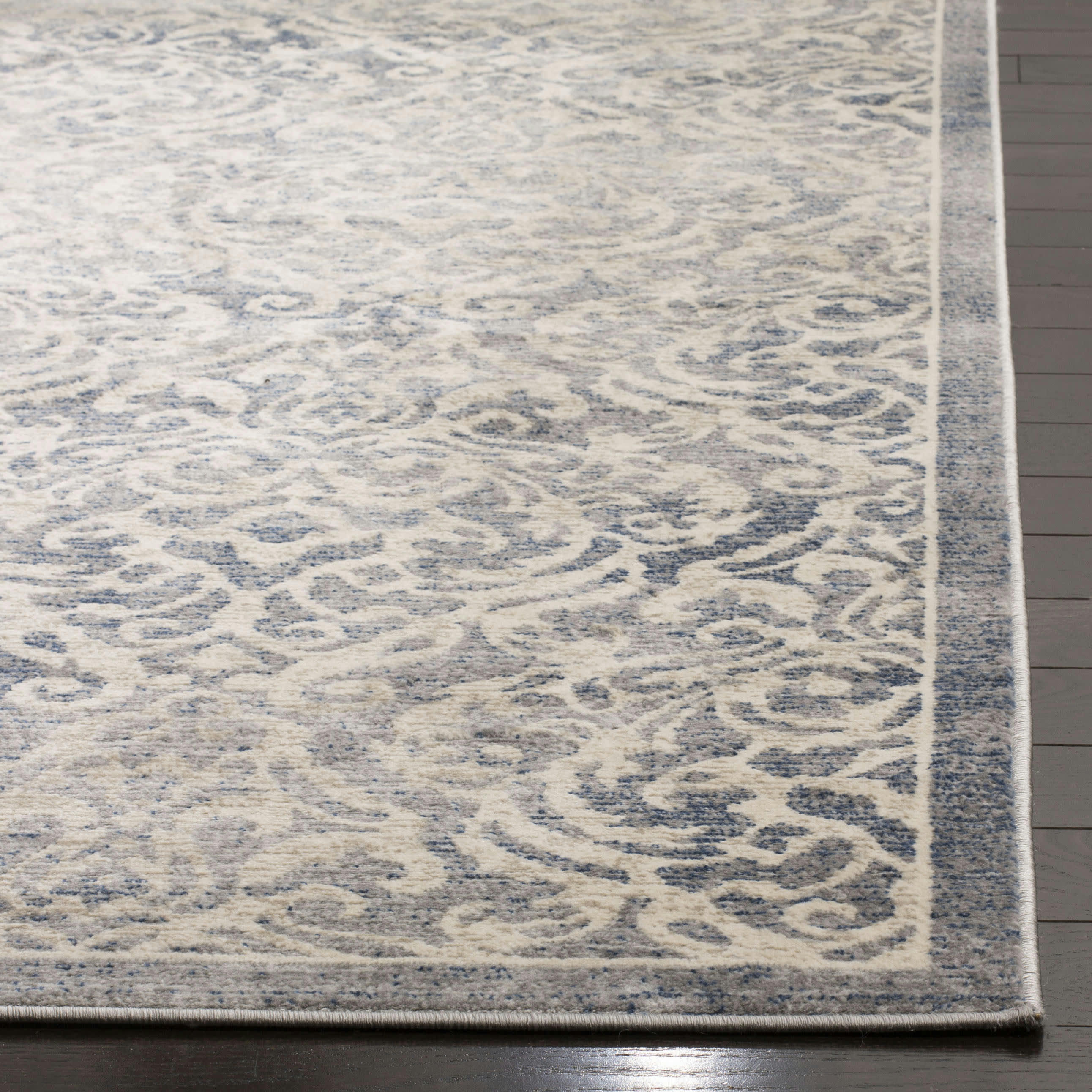 BRENTWOOD - Tapis de salon interieur en gris clair & bleu, 61 x 244 cm