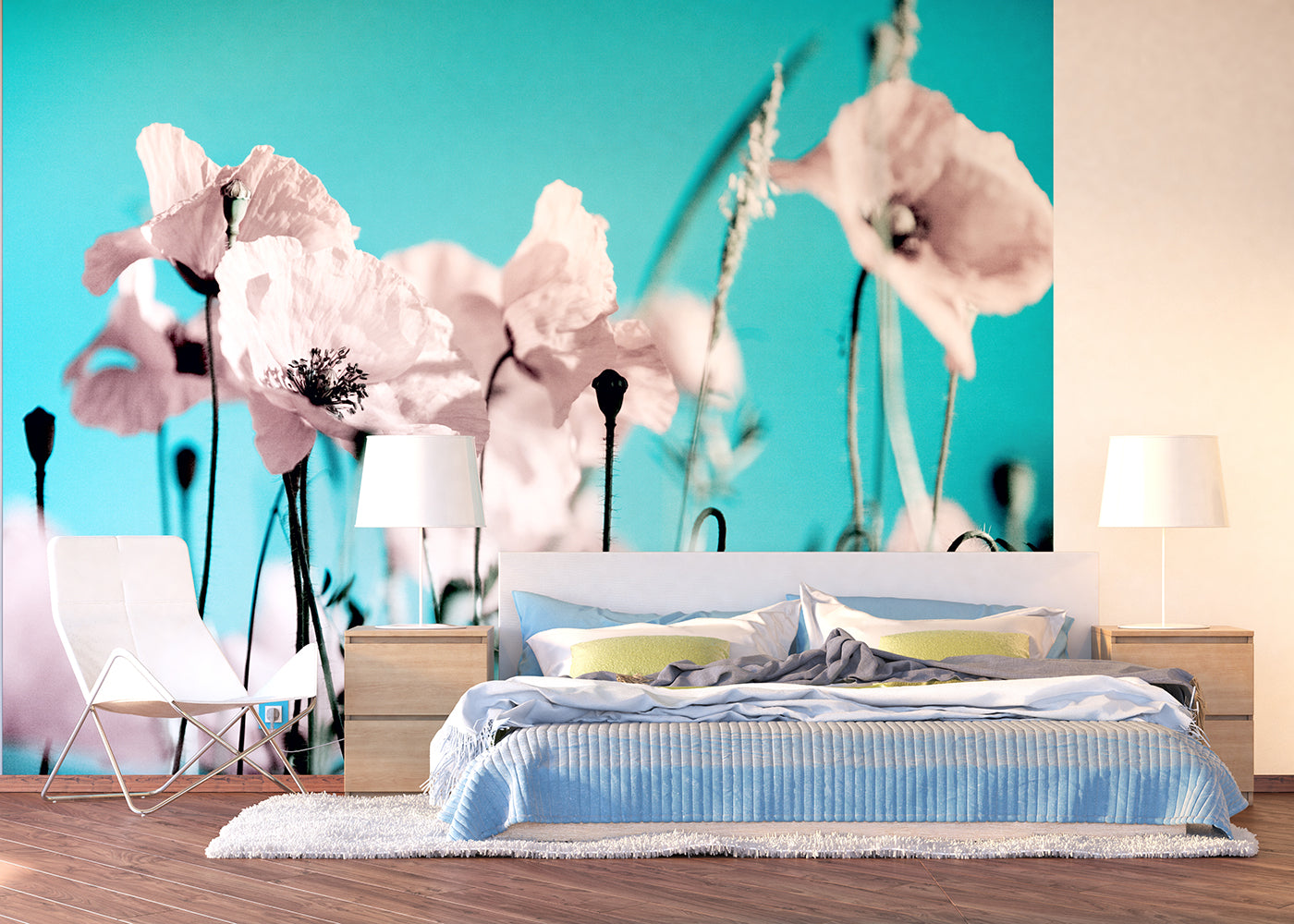 Sanders & Sanders fotobehang bloemen blauw en roze - 375 x 270 cm - 600448