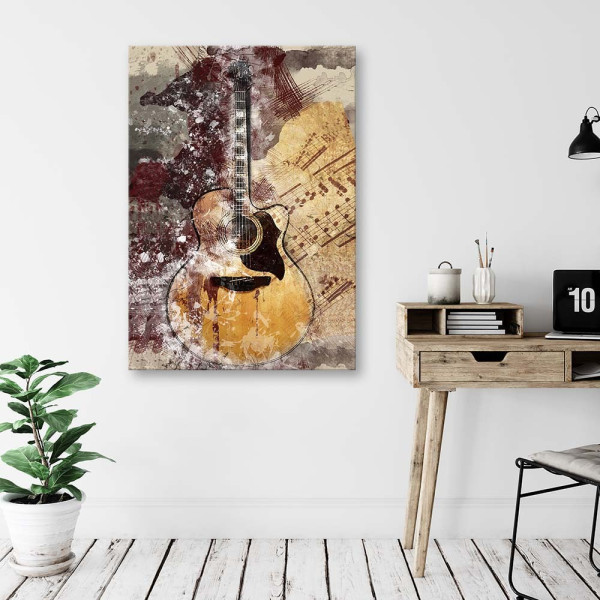 Feeby Obraz na płótnie Pastelowa gitara retro 40x60
