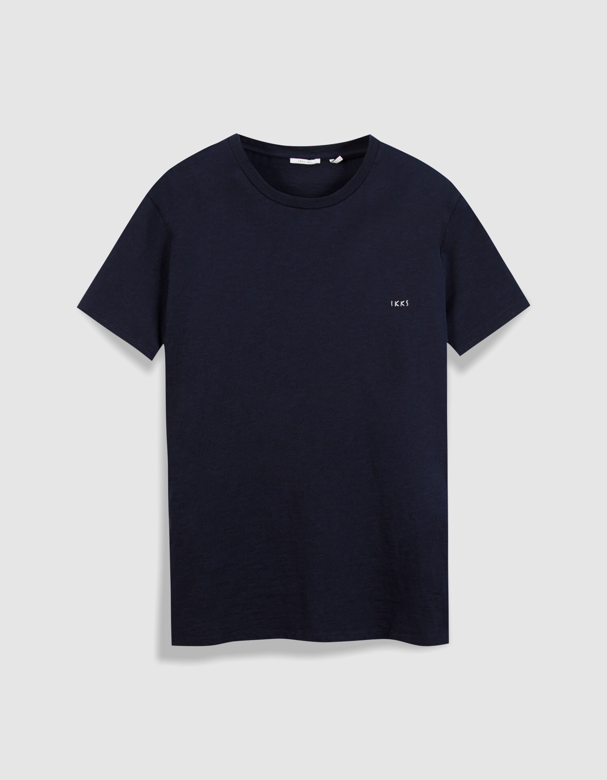 T-shirt marine flammé broderies devant dos Homme