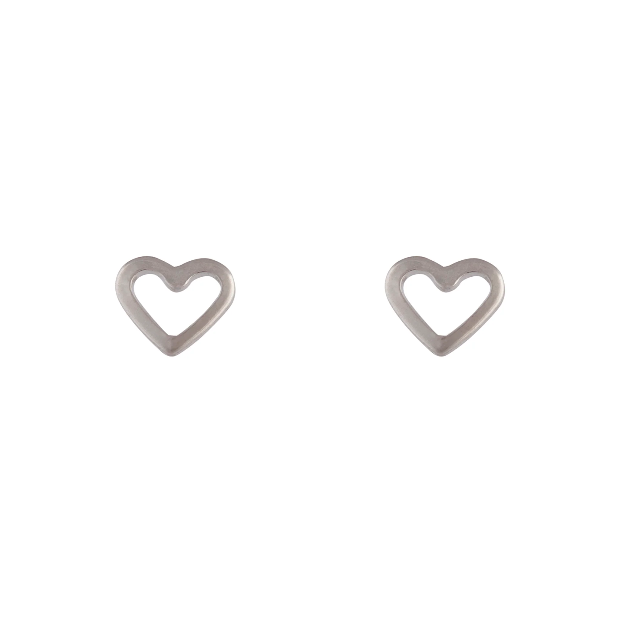Silver Open Heart Stud Earrings