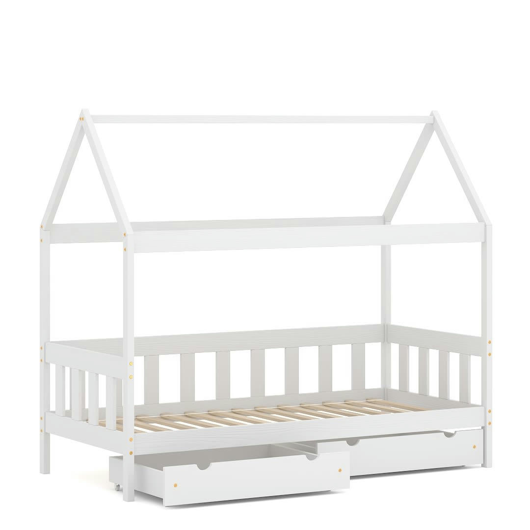 - Lit simple en pin massif 190x90 blanc