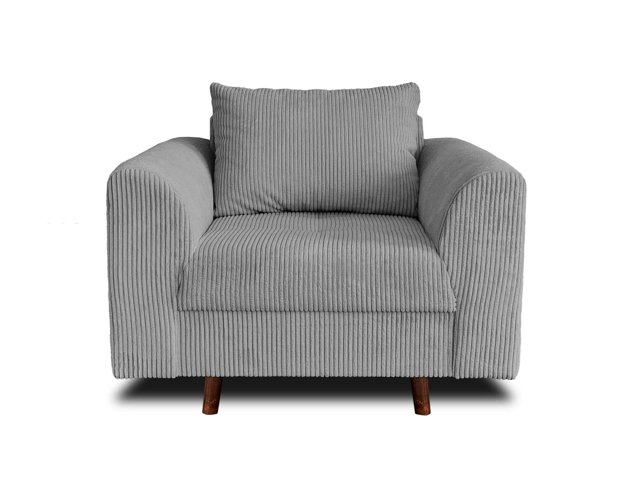 RUNE - Fauteuil en velours côtelé gris clair