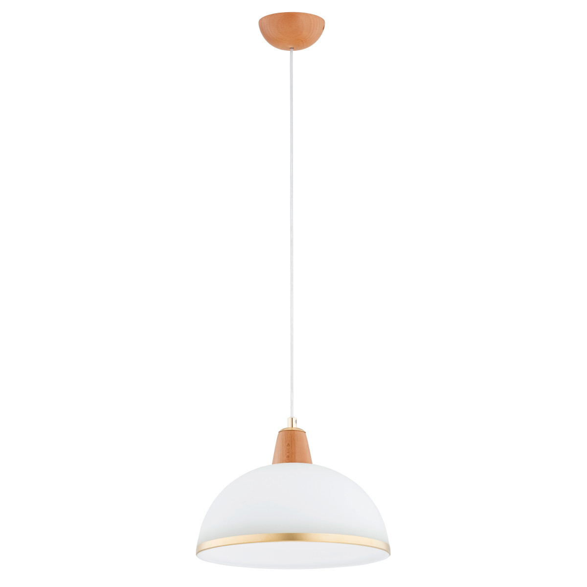Lampa wisząca jasne drewno-biała-złota REY 1xE27x15W wym: 90x30x30 cm Alfa
