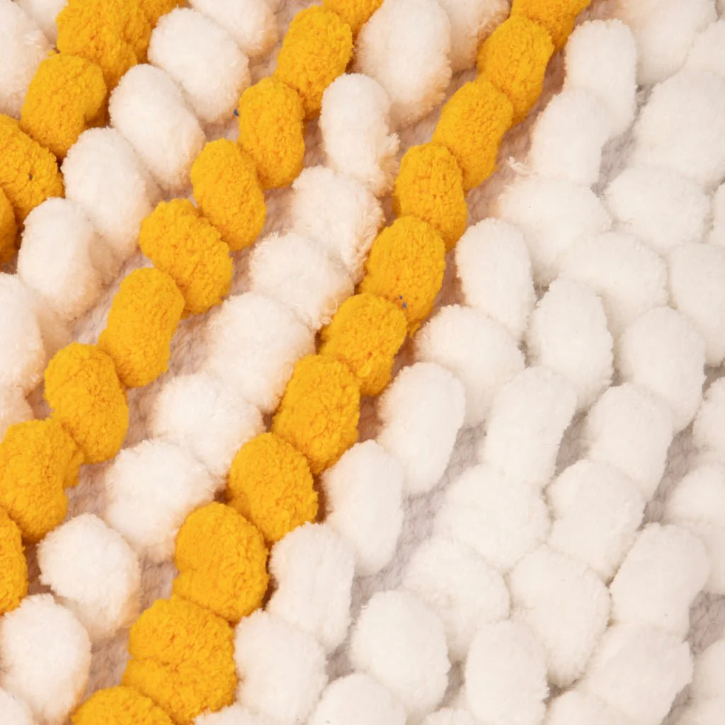 Tapete de Casa de Banho Chenilla Branco e Amarelo SOLLER