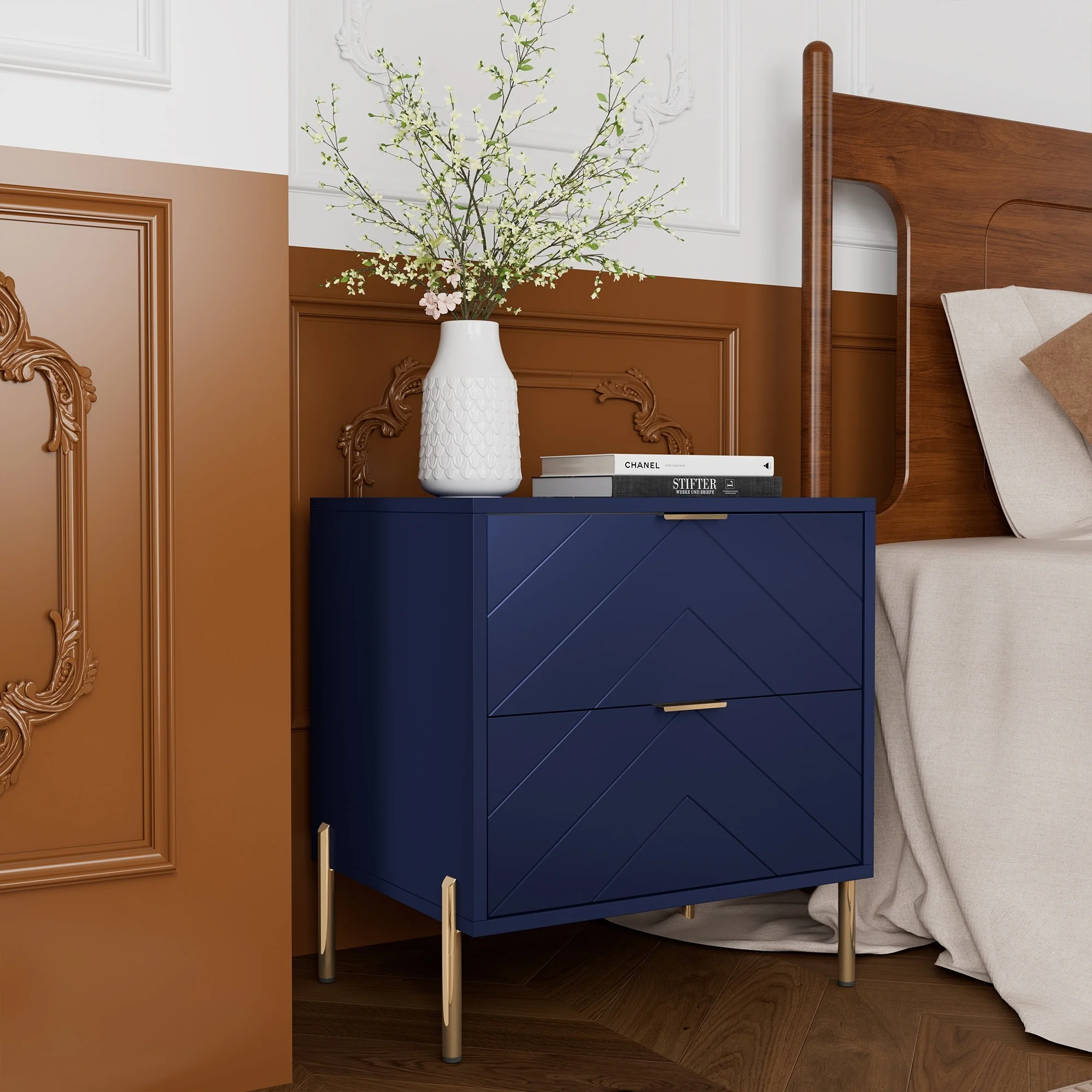 Clihome Modern 2-Drawer Storage Nightstand