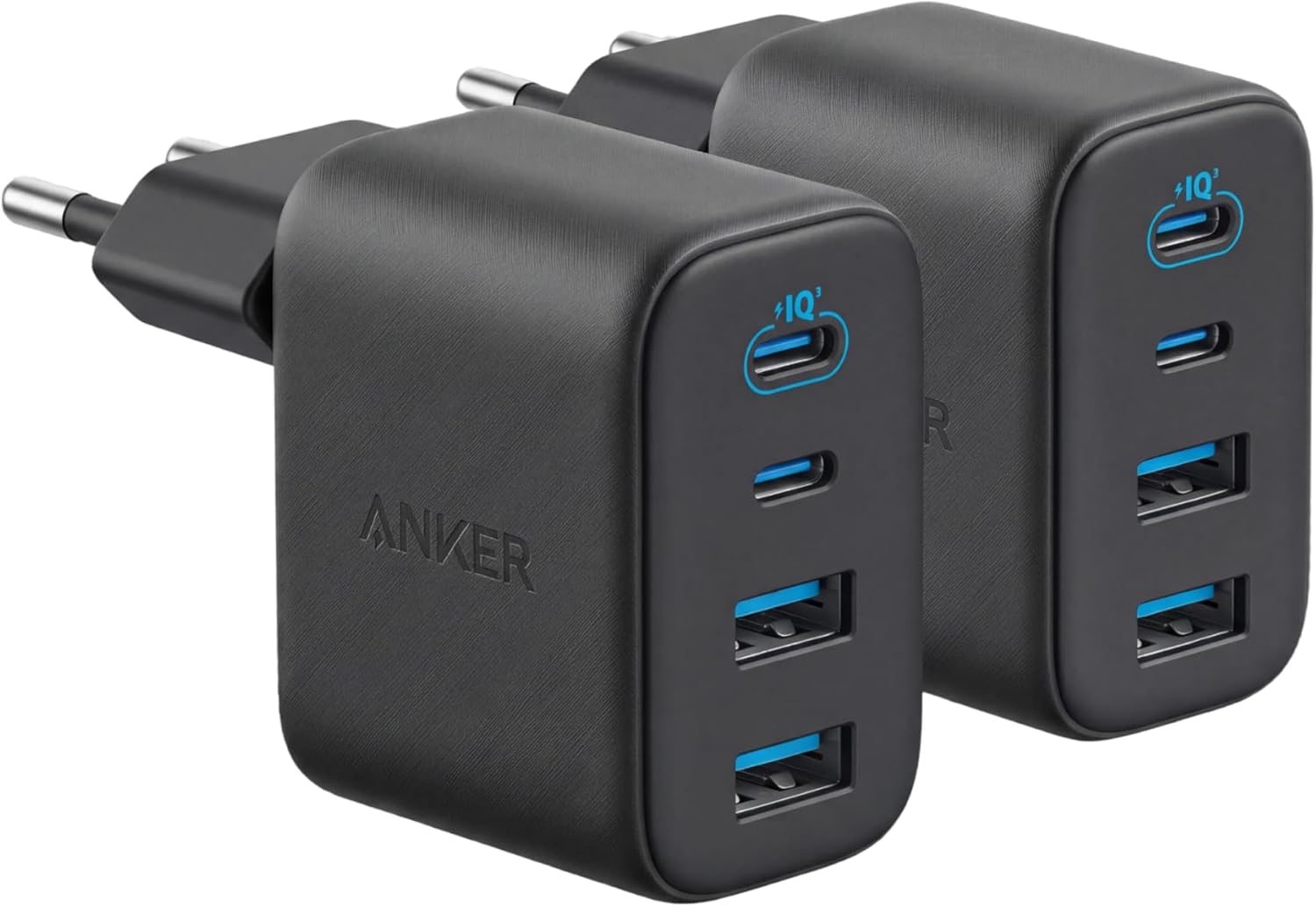Anker Zolo USB C Charger Block, 2-Pack 4-Port Wall Adapter with 50W Max Output, 2 USB-C and 2 USB-A, Compact and Stable Design, for iPhone 17/16 Series, MacBook, iPad, Pixel, Galaxy, and More