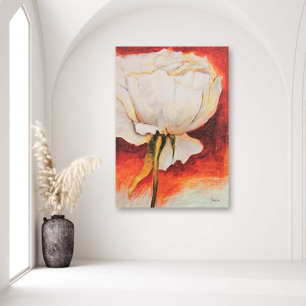 Feeby Obraz na płótnie Biała piwonia ręcznie malowana 40x60