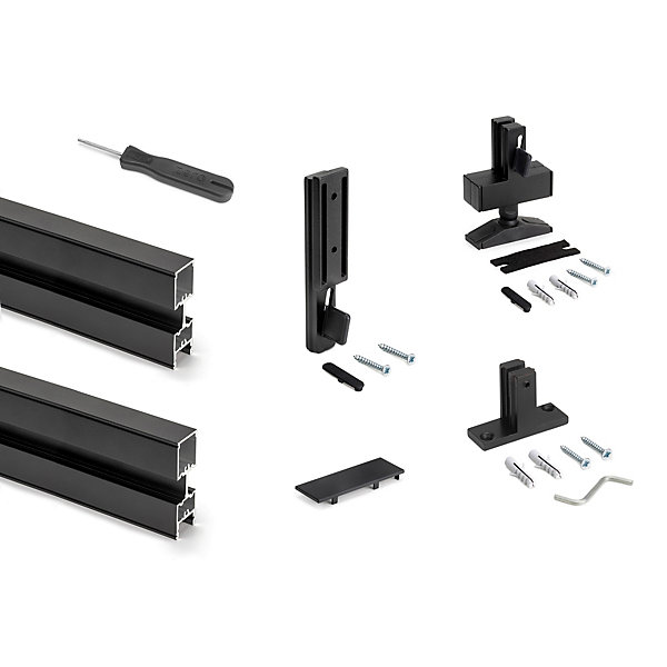 Emuca Lot de 3 cadres Zero avec quincaillerie et profilés pour montage au sol et au mur avec niveleur rectangulaire, Aluminium et