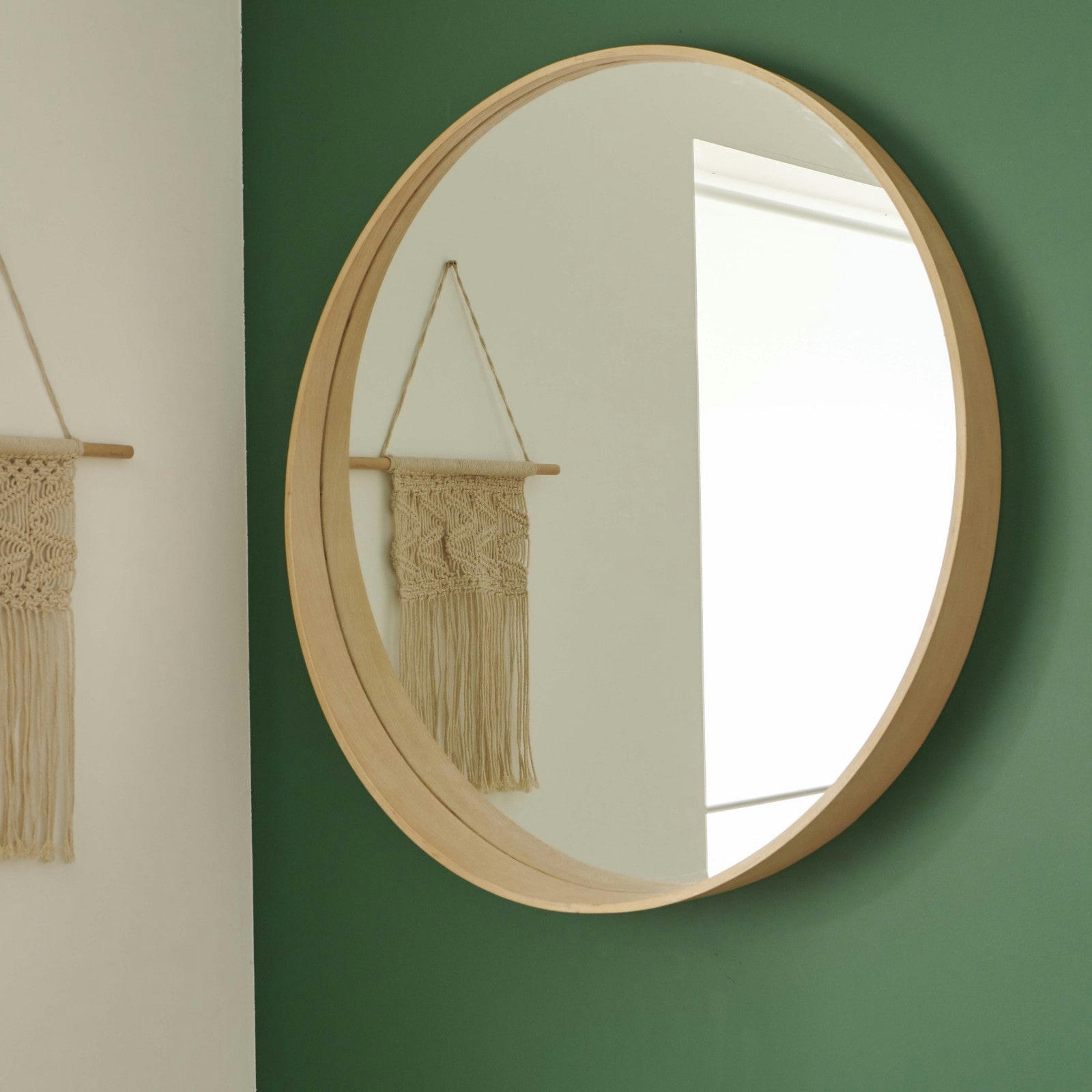 VALI - Miroir rond en chêne 80 cm