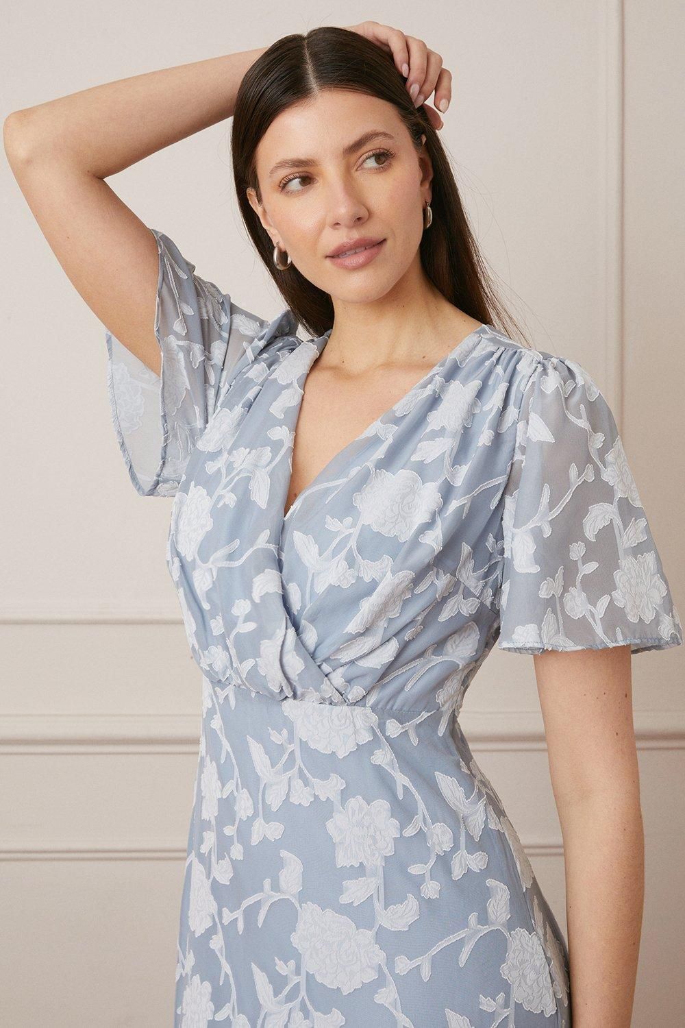 Wallis Jacquard Wrap Midi Dress