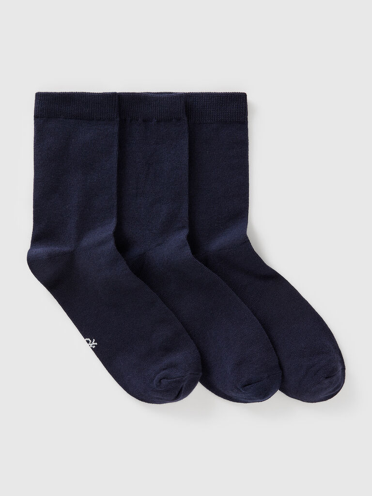 Three pairs of long stretch cotton socks
