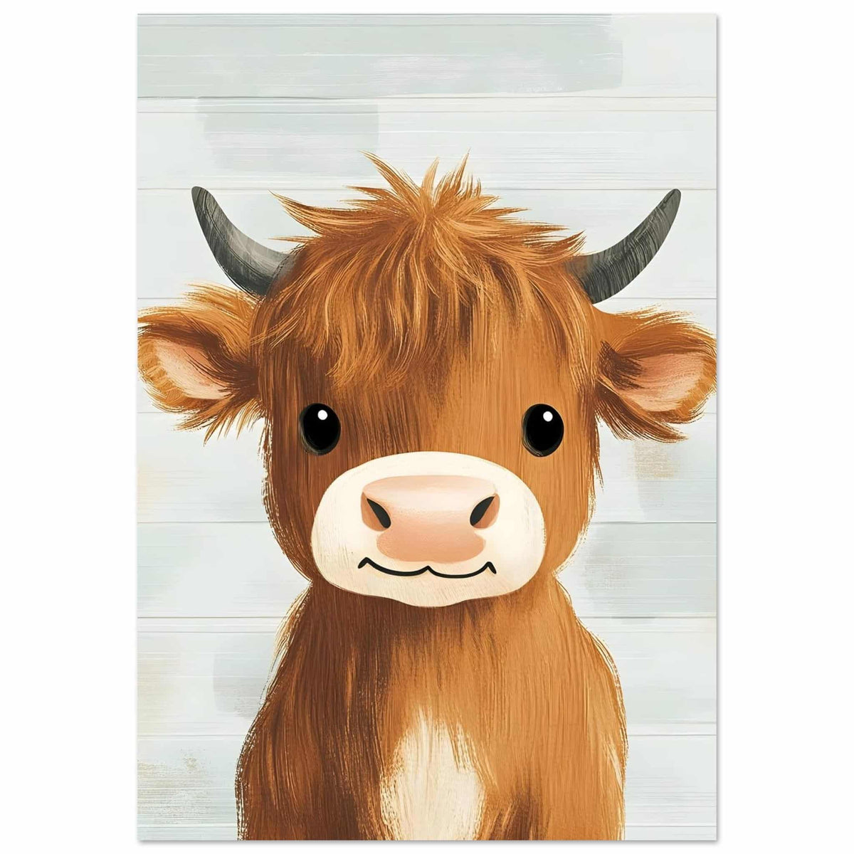 Artfulprints Poster Vriendelijke hooglander  - 70x100 cm - Bruin