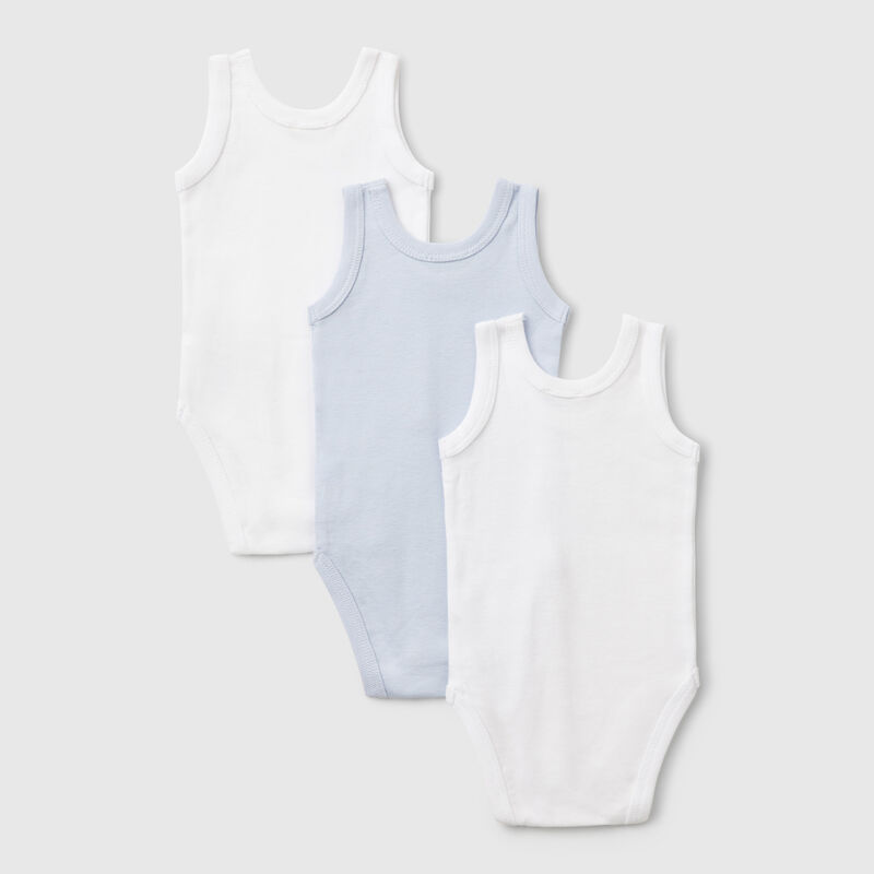 Three sleeveless bodysuits in cotton