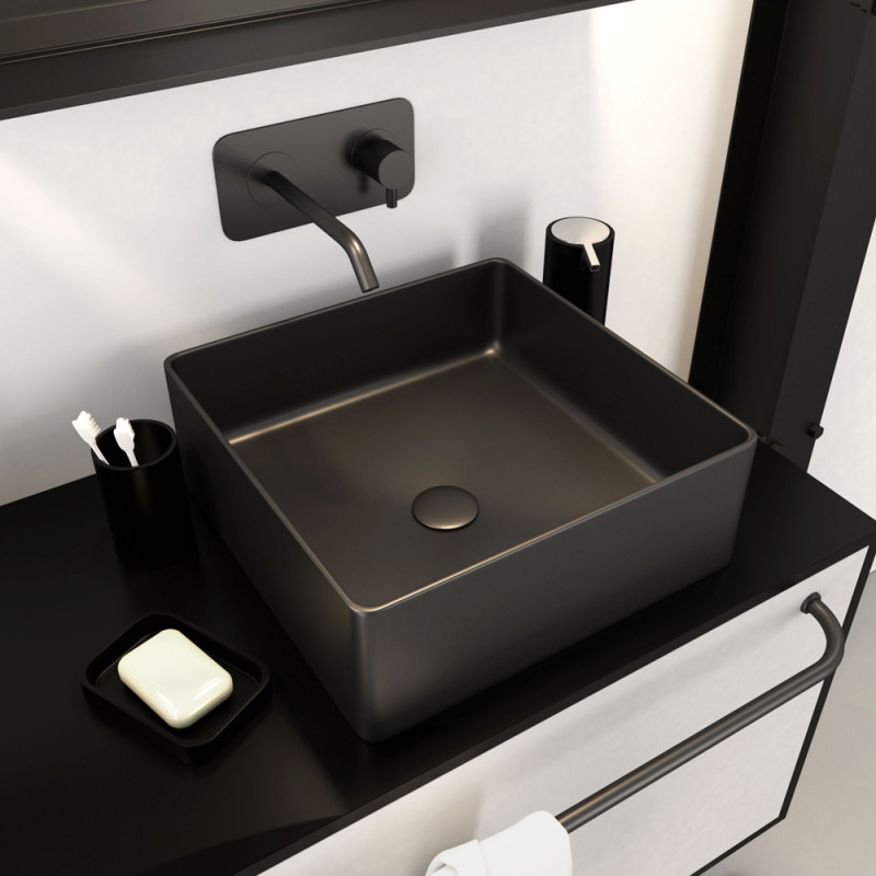 Vasque à poser Dark Square noire AURLANE
