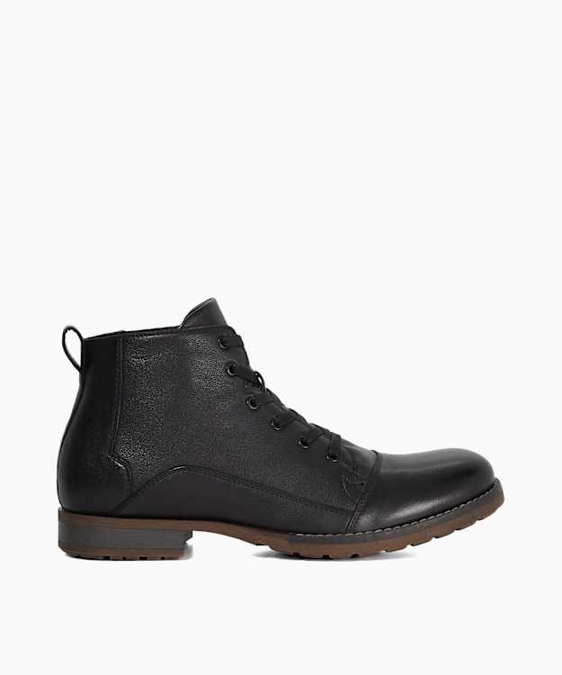 Corrdial Black - Leather Lace-Up Casual Boots