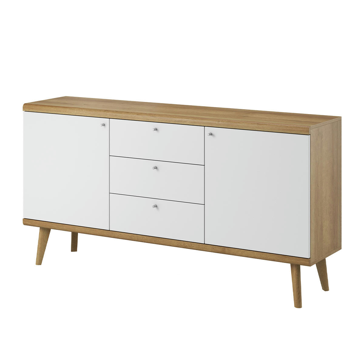 - Buffet 2 portes 3 tiroirs naturel et blanc