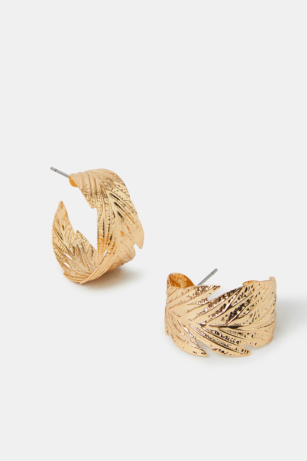 Accessorize Textured Leaf Hoop Earrings