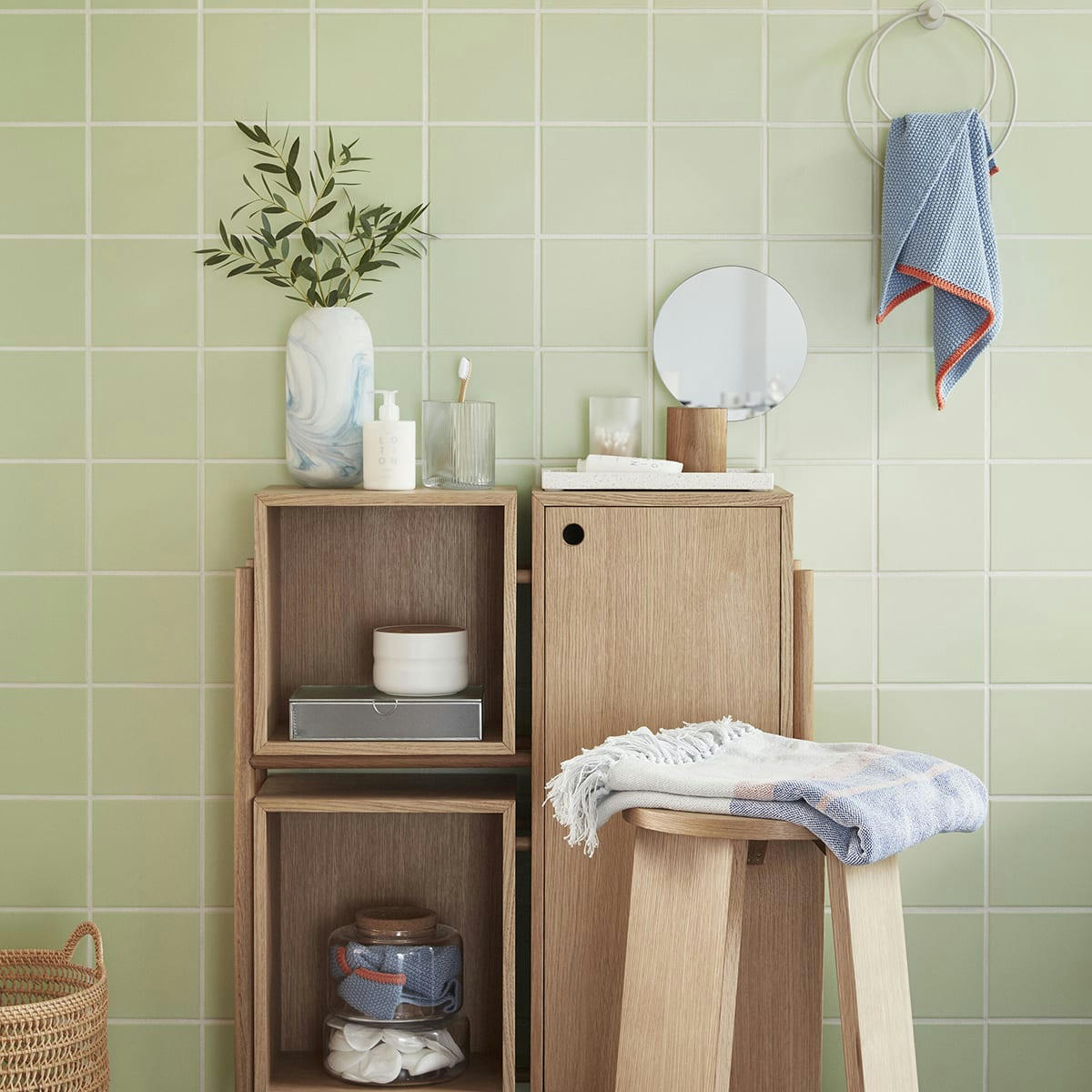 HERB - Torchon en bleu et orange 40x60cm