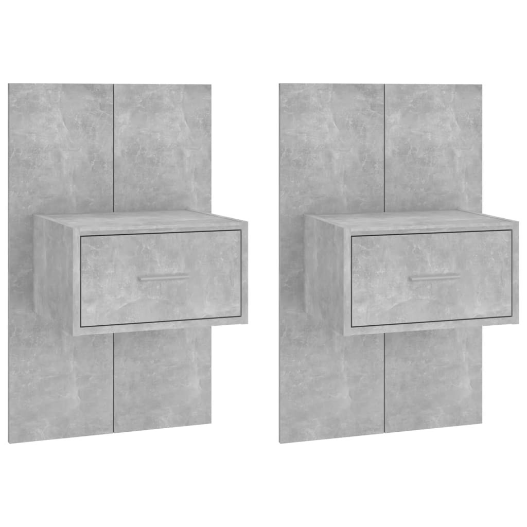2x Szafka Nocna Stolik Szara z Szufladą Wisząca Do Sypialni 48,5x32,5x80 cm