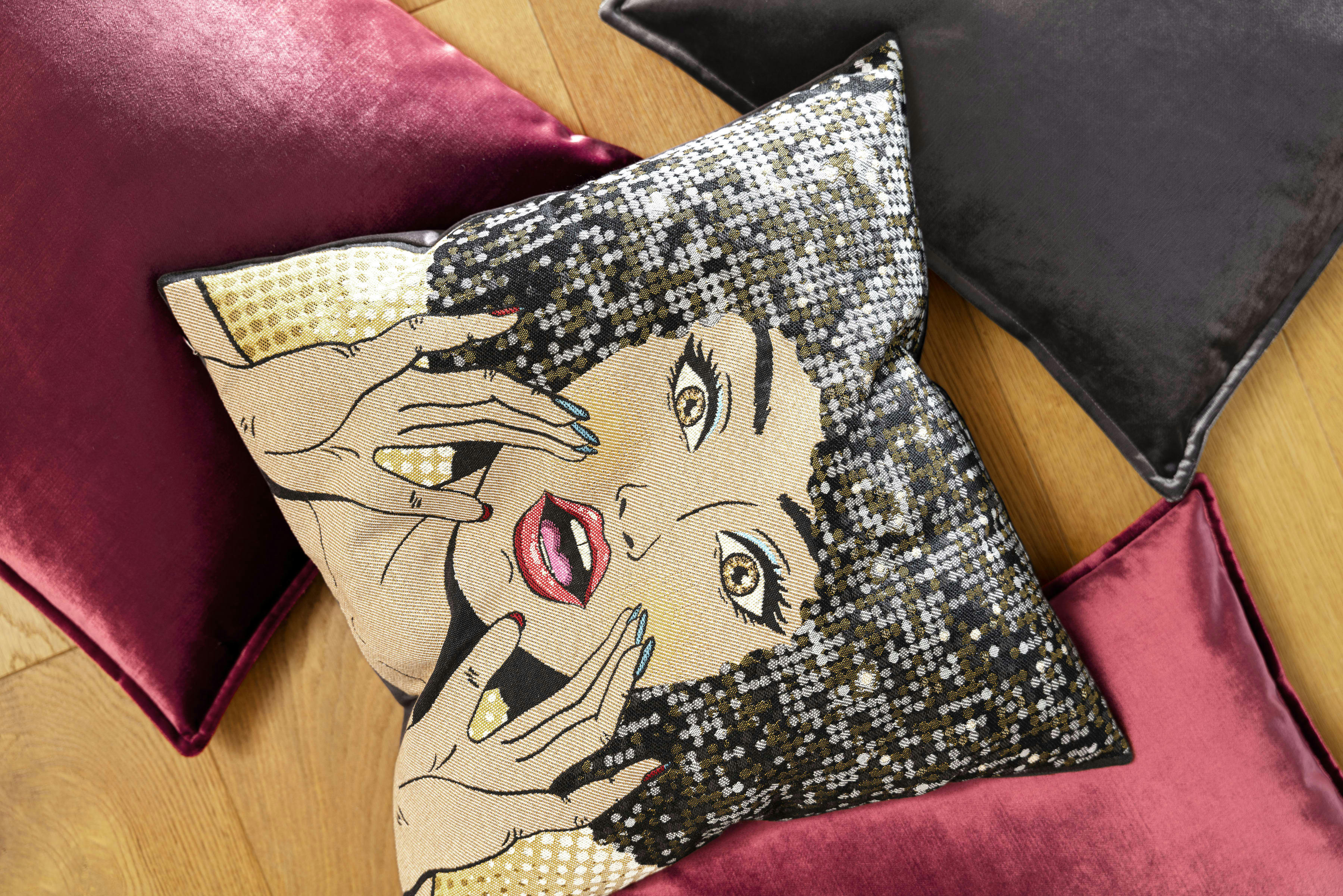 FAME - Housse de coussin jacquard polyester disco multicolore- 45x45