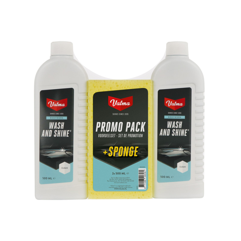 Shampoing pour voiture Wash & Shine avec éponge 2 x 500 ml VALMA