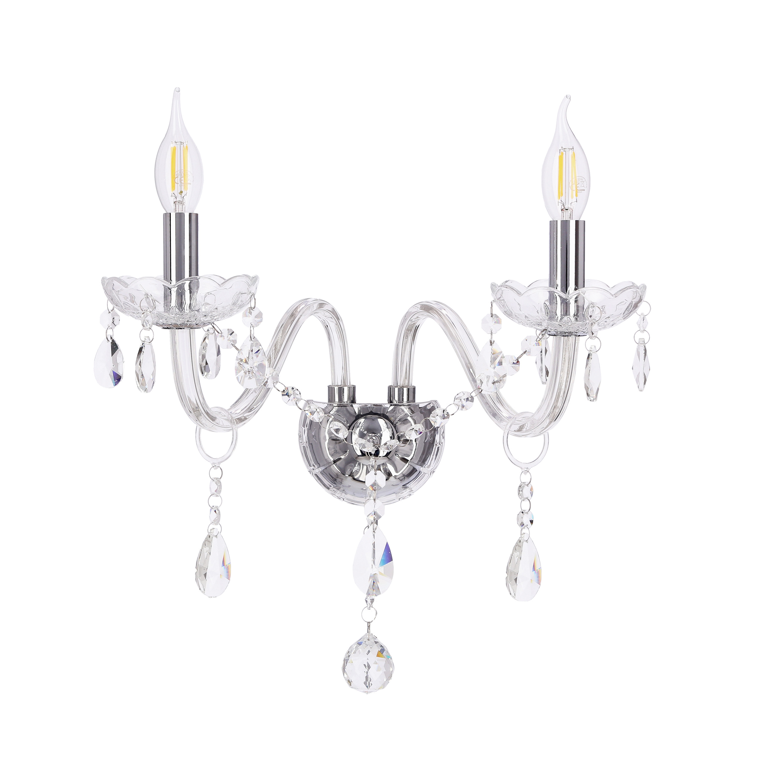 Lampa kinkiet CRISTALLO chromowy 2x40w e14 transparentny