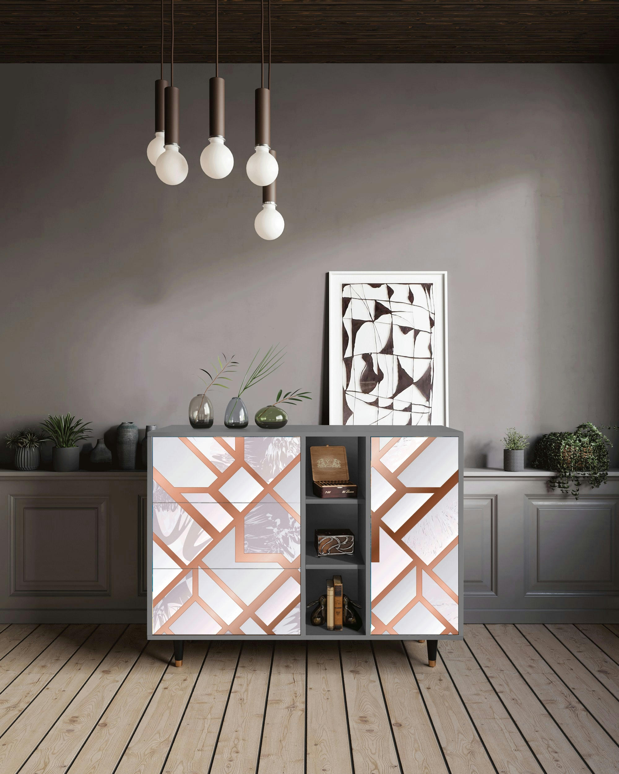 PASTEL FAIRYTALE - Buffet  rose clair 3 tiroirs et 1 porte L 125 cm