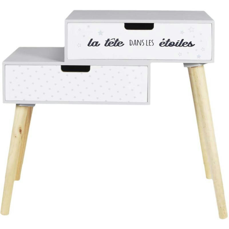 - Table de chevet enfant en bois La tête dans les étoiles