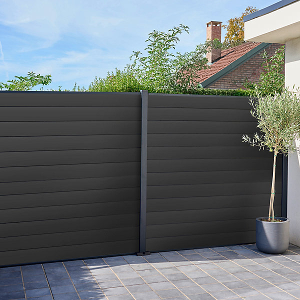 Lame de clôture pour pose emboîtée en aluminium anthracite Neva Klikstrom, L.179,8 x H.15,7 x ép.2,1 cm