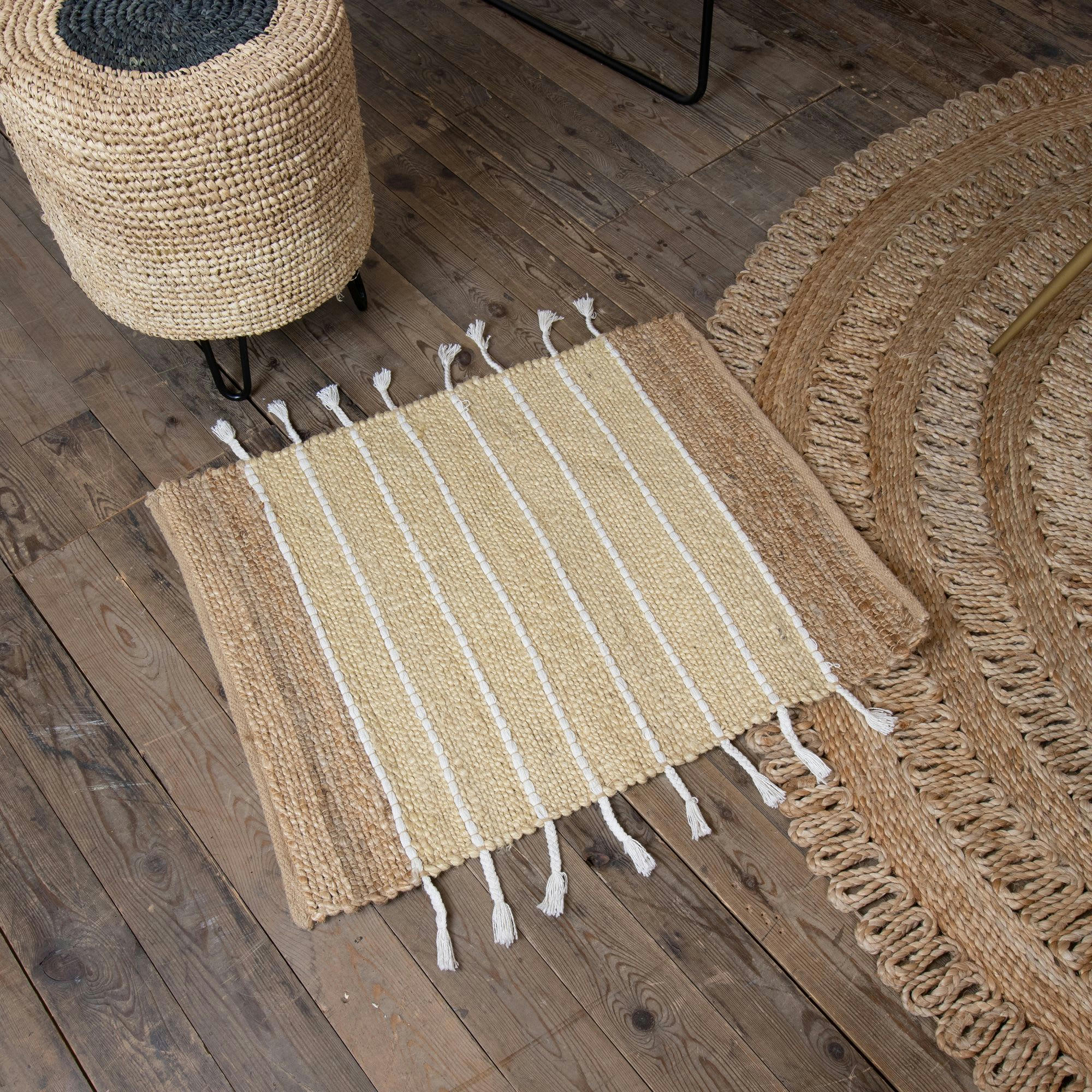 DIDIM - Tapis en jute et coton blanc 60x80cm