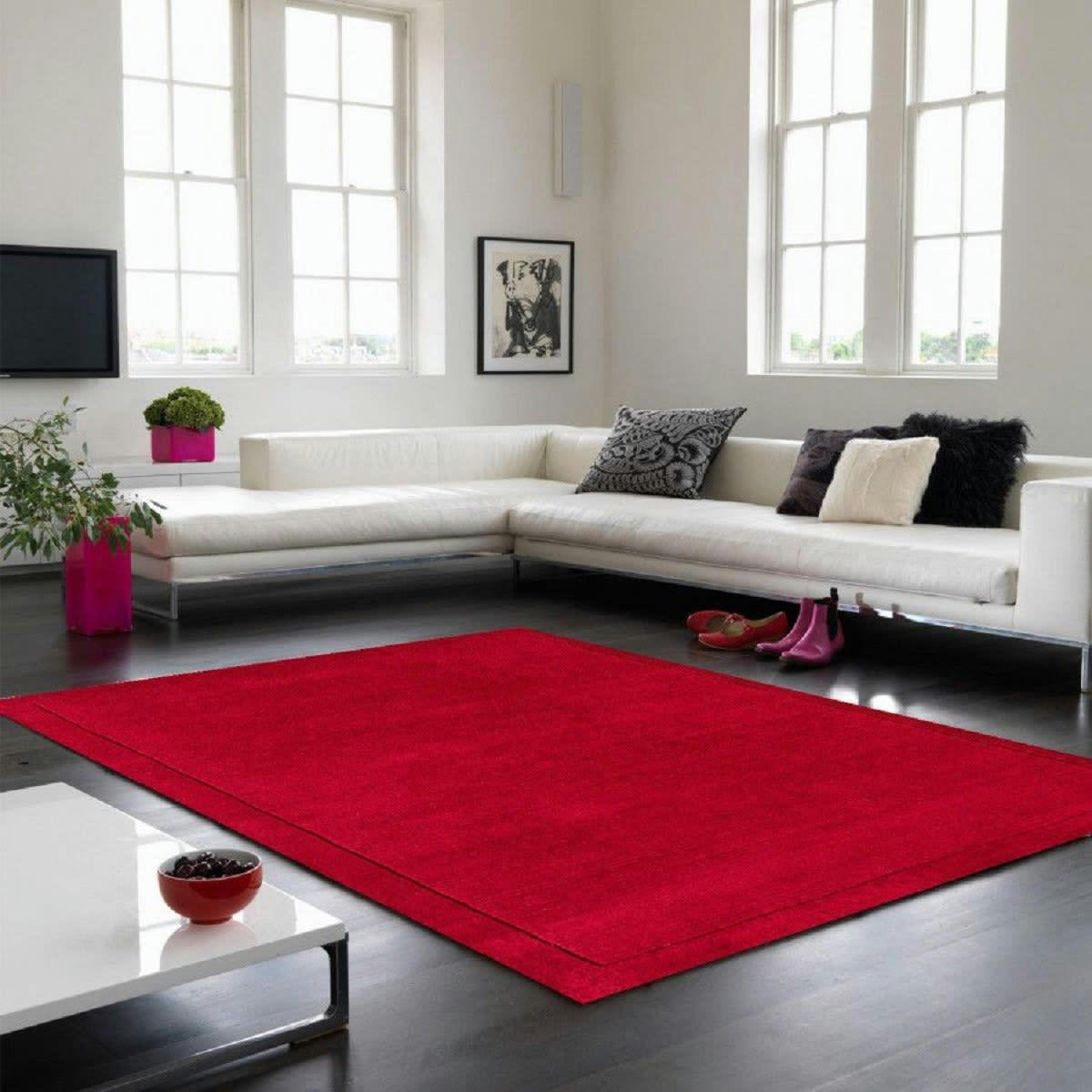 CANDY - Tapis tufté main en Laine Bordeaux 80x150 cm