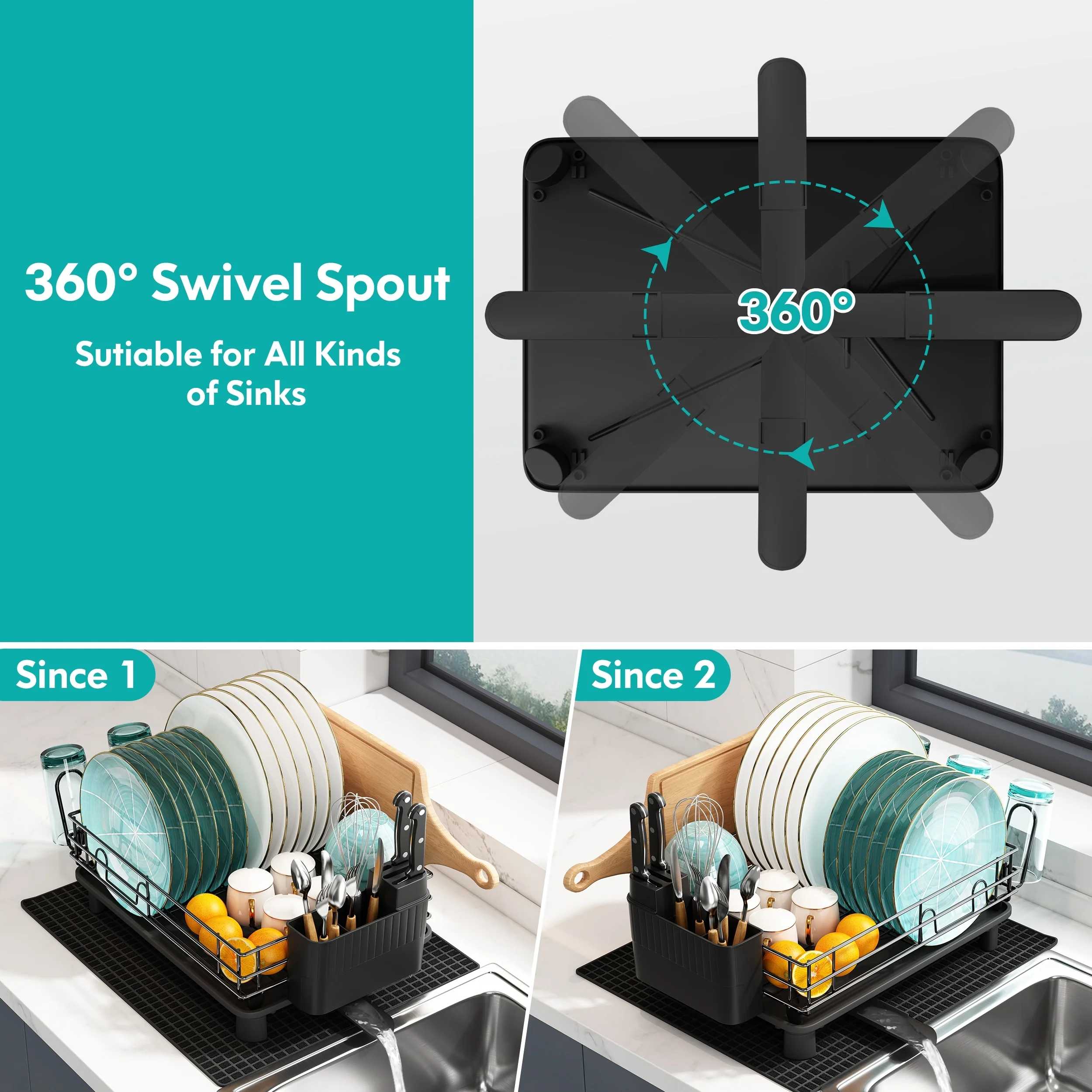 JASIWAY Multifunctional Kitchen Stainless Steel Dish Rack