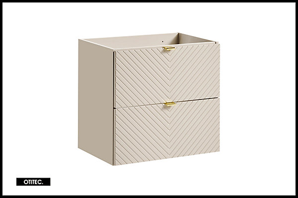 Ensemble de meuble de salle de bain - 60 cm - avec plan - avec colonne - 2 tiroirs - DANO