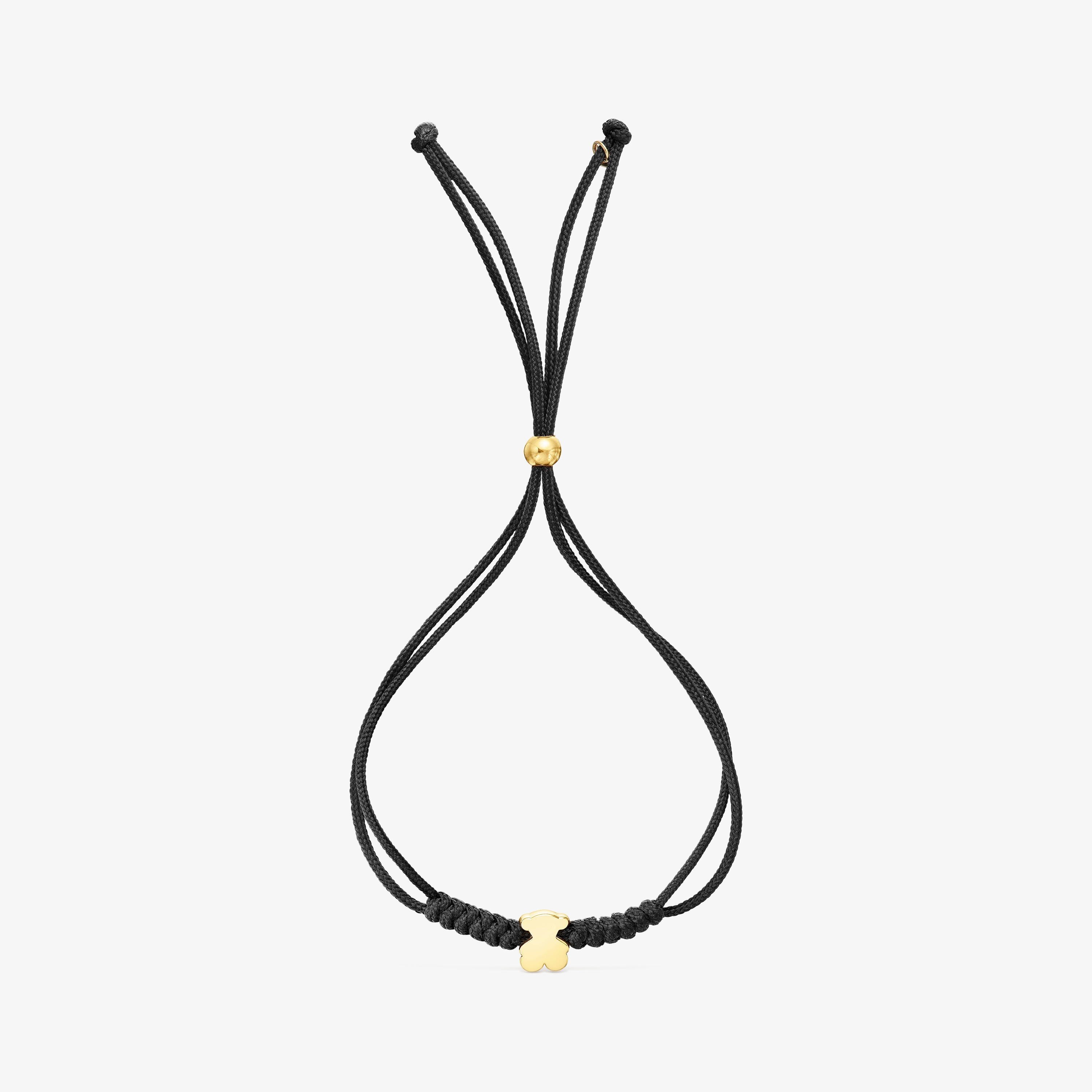 Pulsera de oro motivo oso y nylon en color negro Sweet Dolls