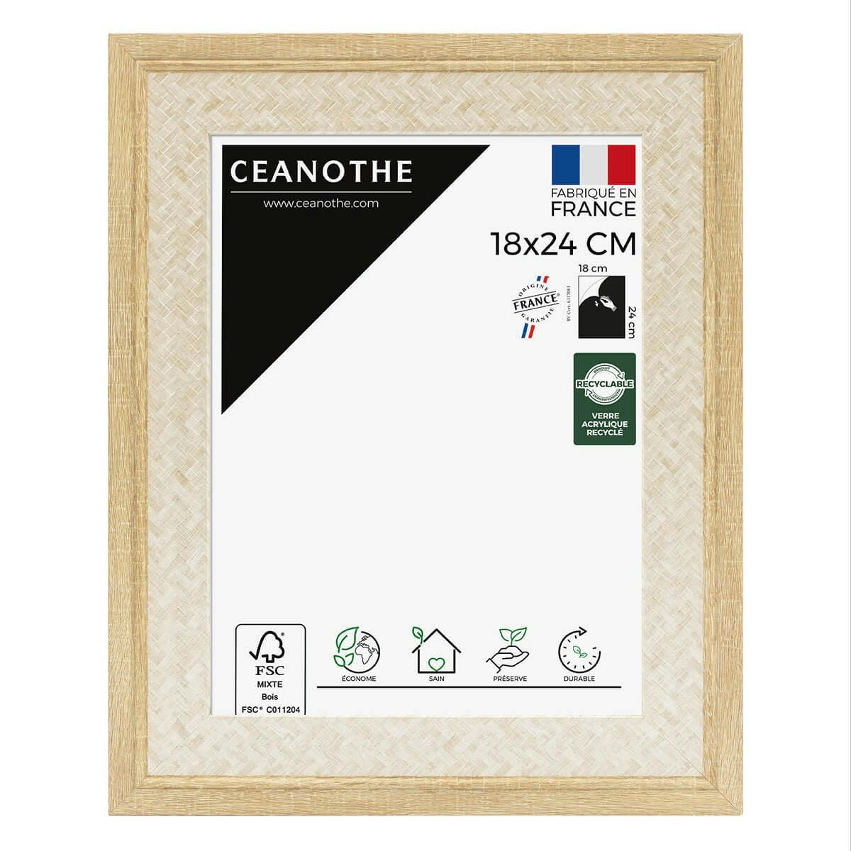 PALMA - Cadre photo bois 18x24 cm résine recyclée