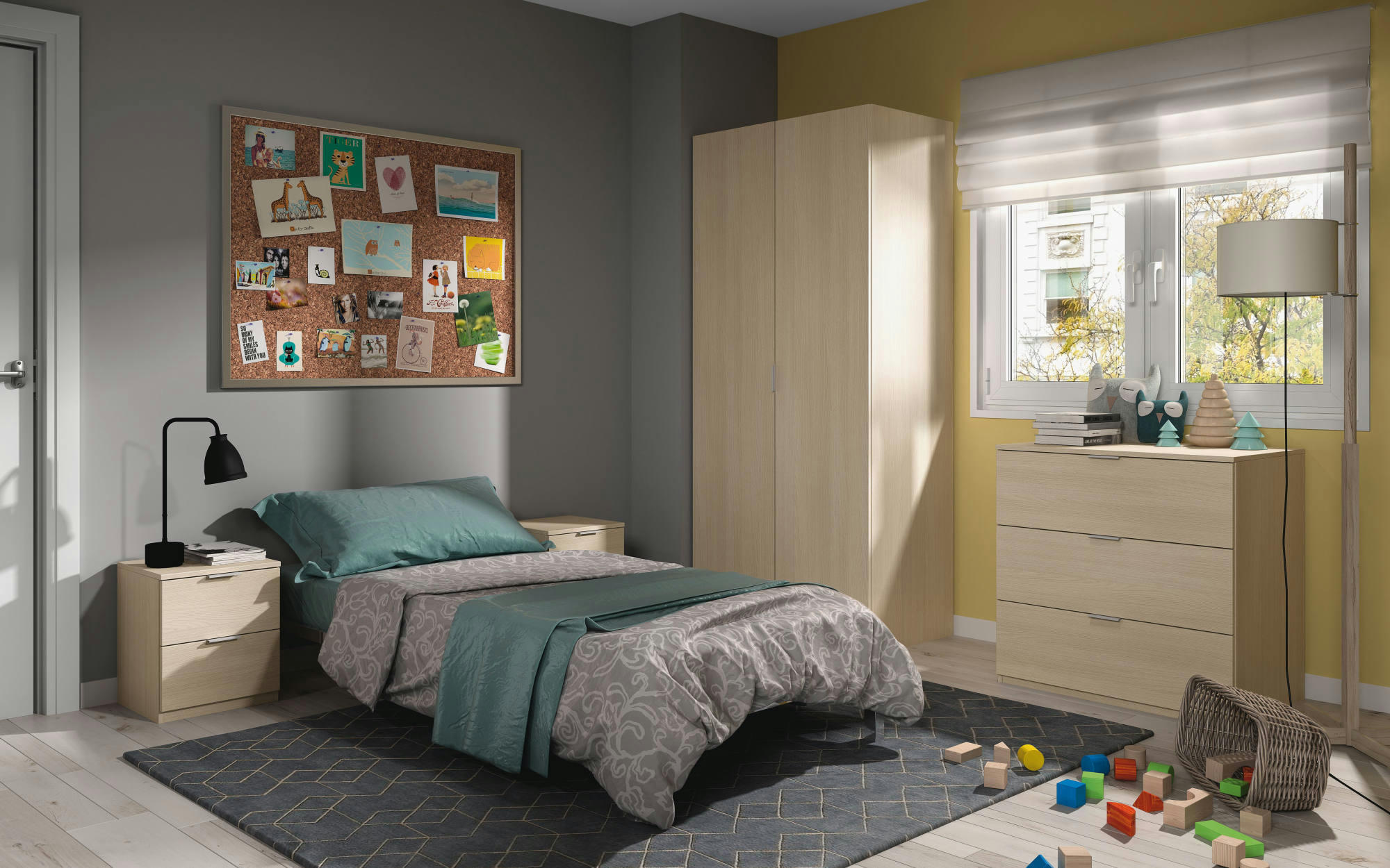 DANTIST - Commode 3 tiroirs effet bois chêne