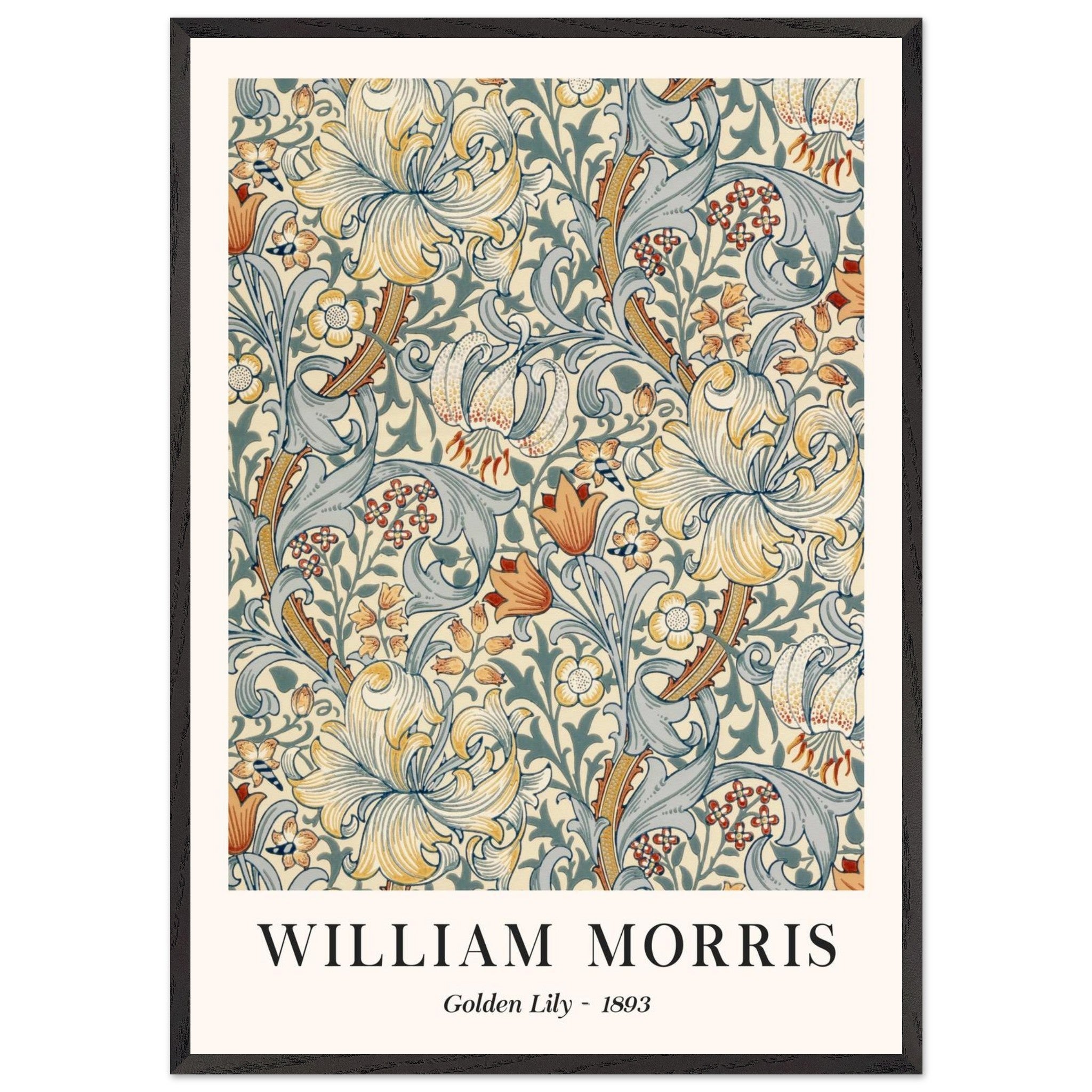 Artfulprints Poster met Lijst William Morris - Golden lilly 1893  - 70x100 cm - Groen