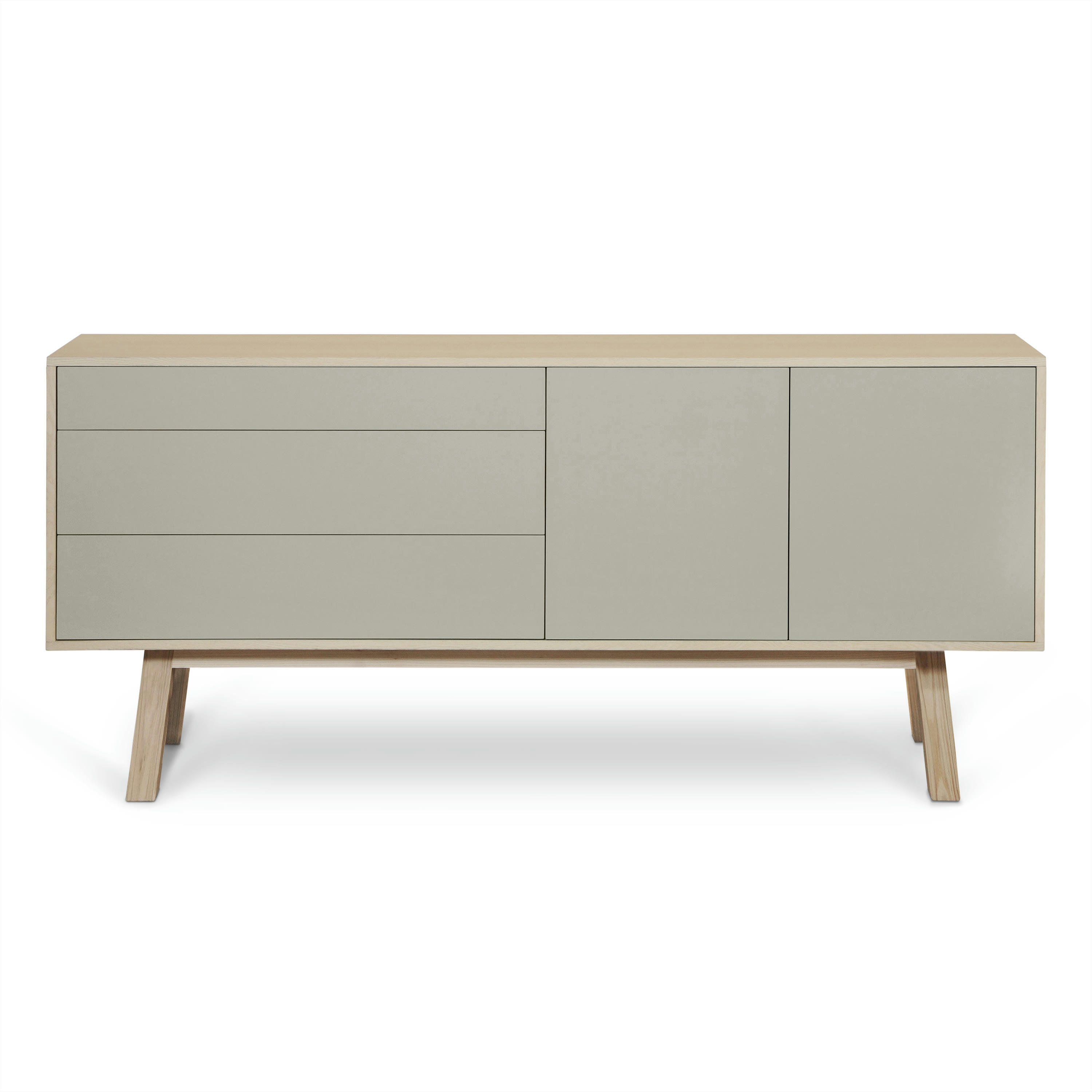 KUBE - Buffet en frêne 2 portes+3 tiroirs 180 cm, hauteur 94 cm