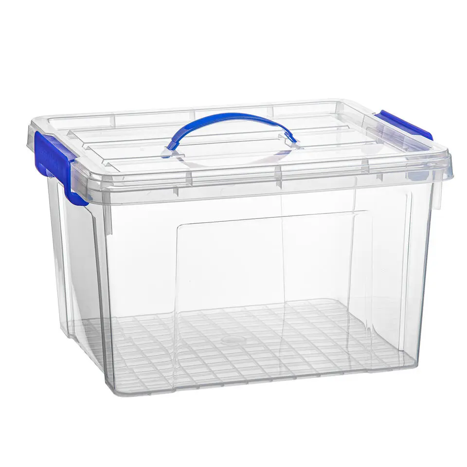 Plasticforte Opbergbox met deksel - blauw - 23.5L - kunststof