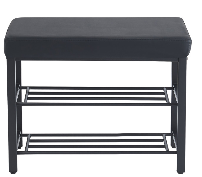 Szafka ławka półka na buty z siedziskiem tapicerowana ekoskóra czarny 60 cm