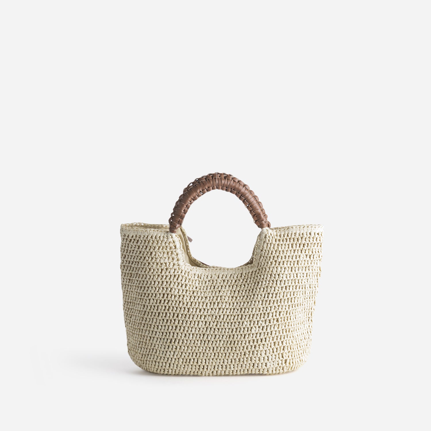 Sac LES TROPEZIENNES beige tressé motif citrons