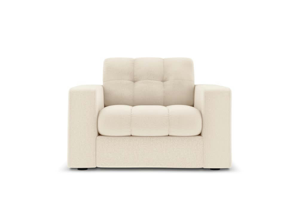 JUSTIN - Fauteuil en tissu structuré beige clair