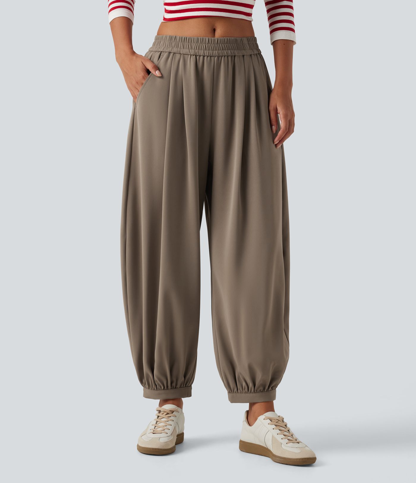 Pantalon taille mi-haute avec poches
