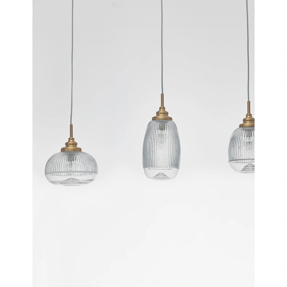 Pendelleuchte »Mond«, LED, 3-flammig, goldfarben/transparent
