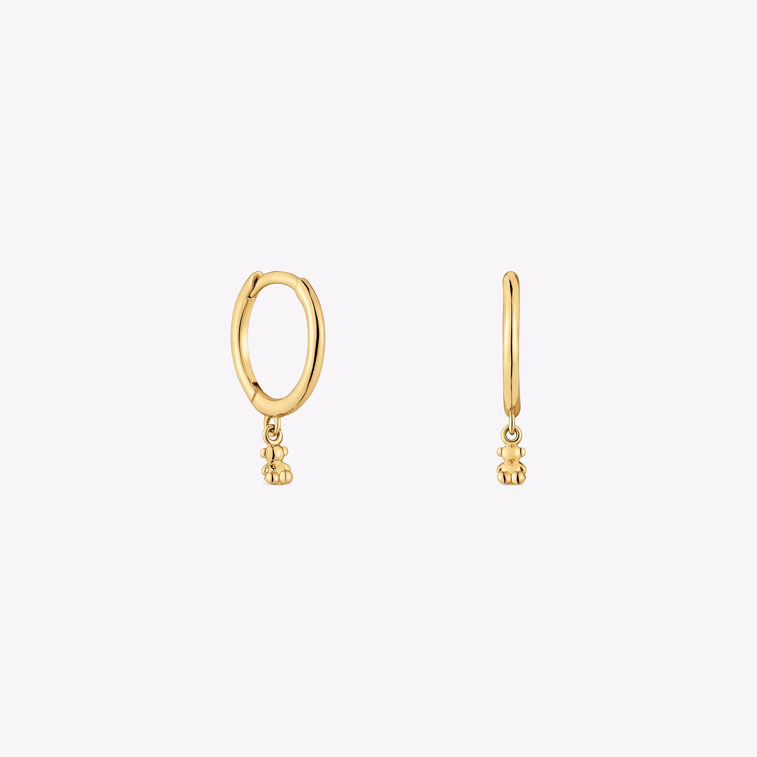 Pendientes aro de oro y oso Bold Bear