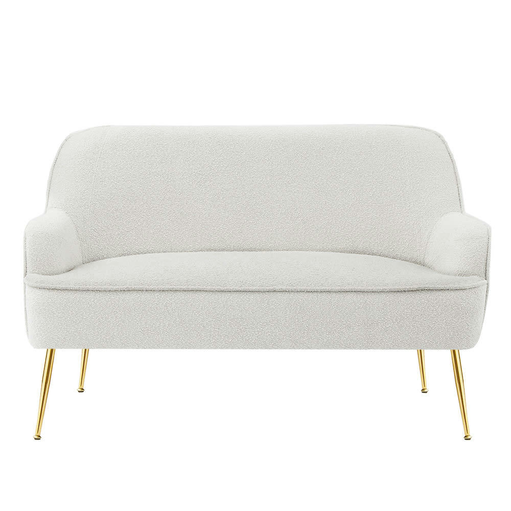 MARCELINO - Canapé droit en tissu 2 places blanc