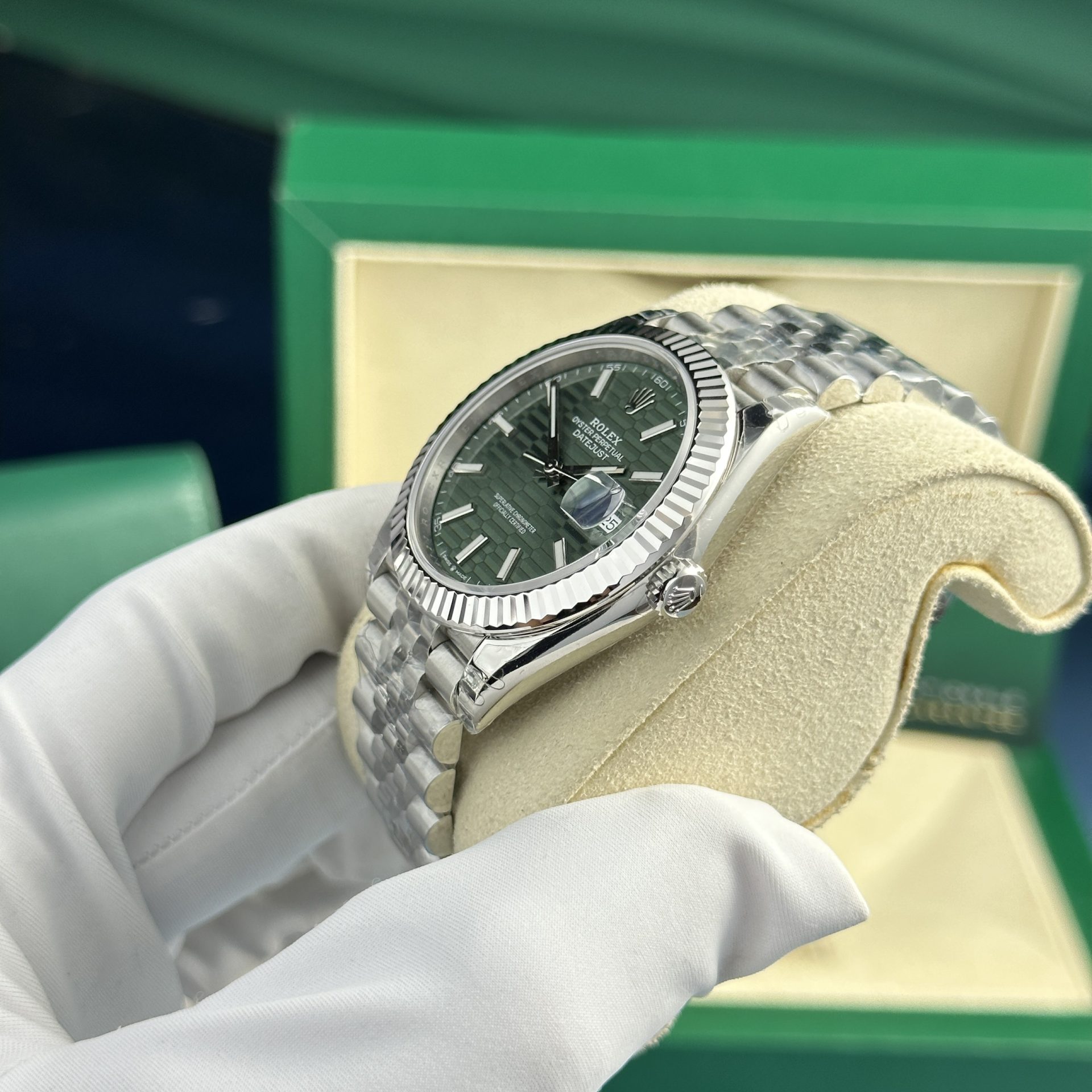 Rolex Datejust 126334 904L Steel Green Motif Dial 41mm Jub Super Clone