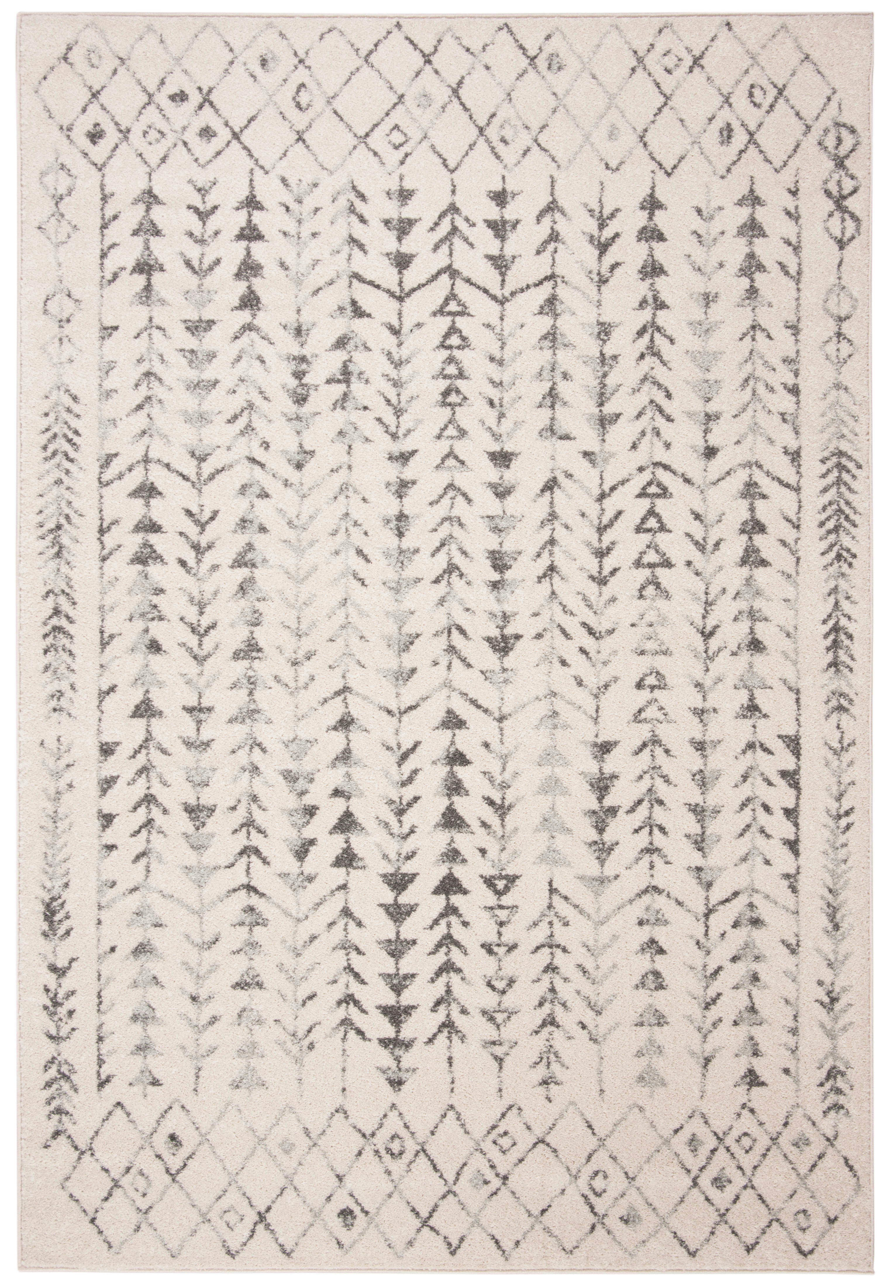 TULUM - Tapis de salon interieur en ivoire & gris, 91 x 152 cm