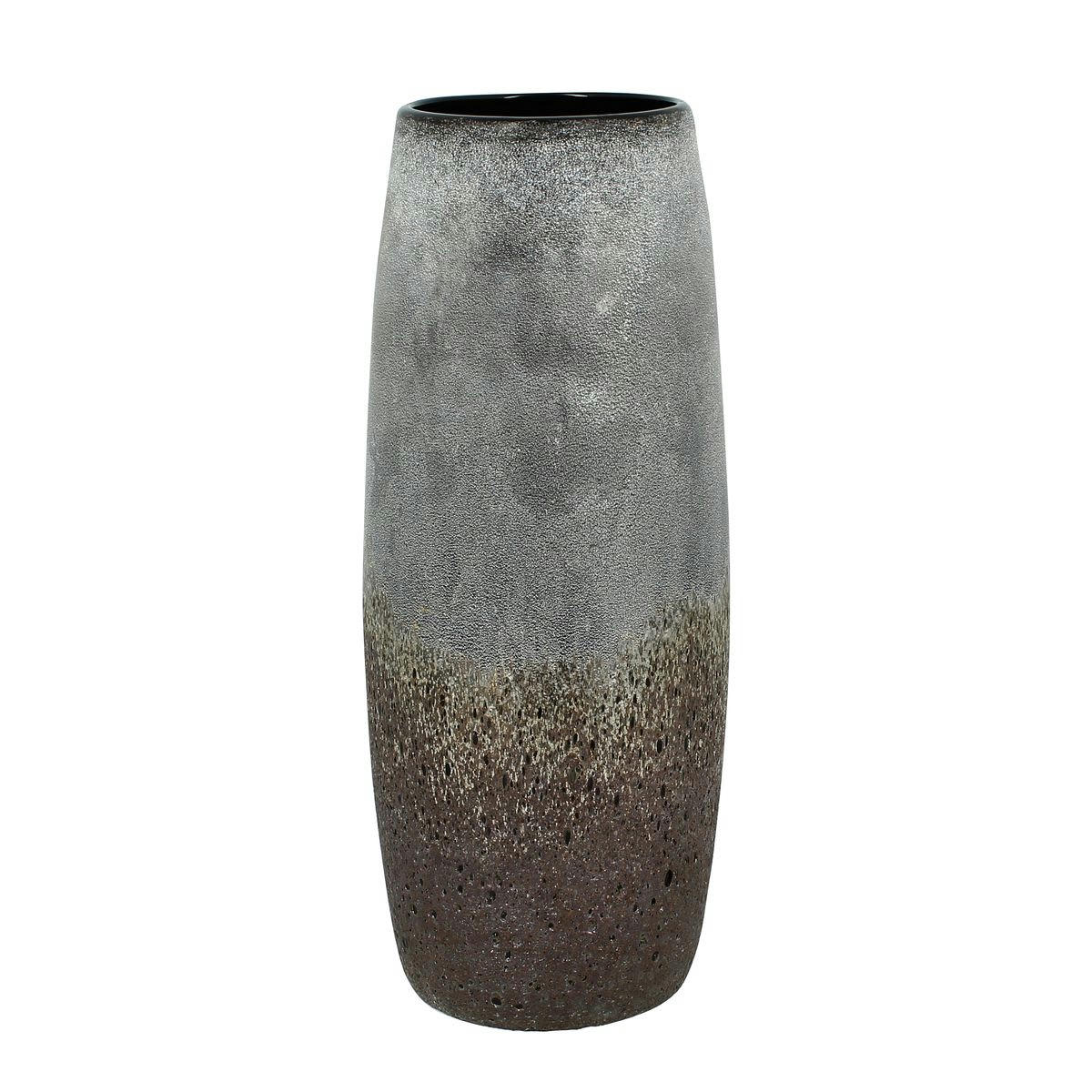 TEREA - Vase gris et taupe en verre h35cm